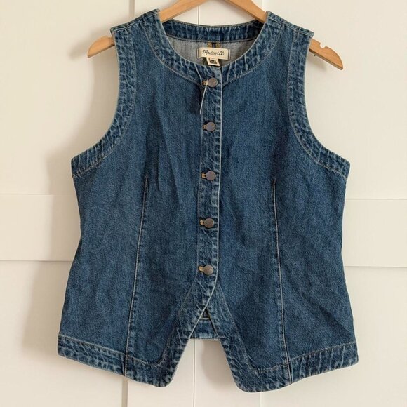 Madewell Denim Crewneck Vest in Concho Wash, Size 14 - Picture 7 of 10